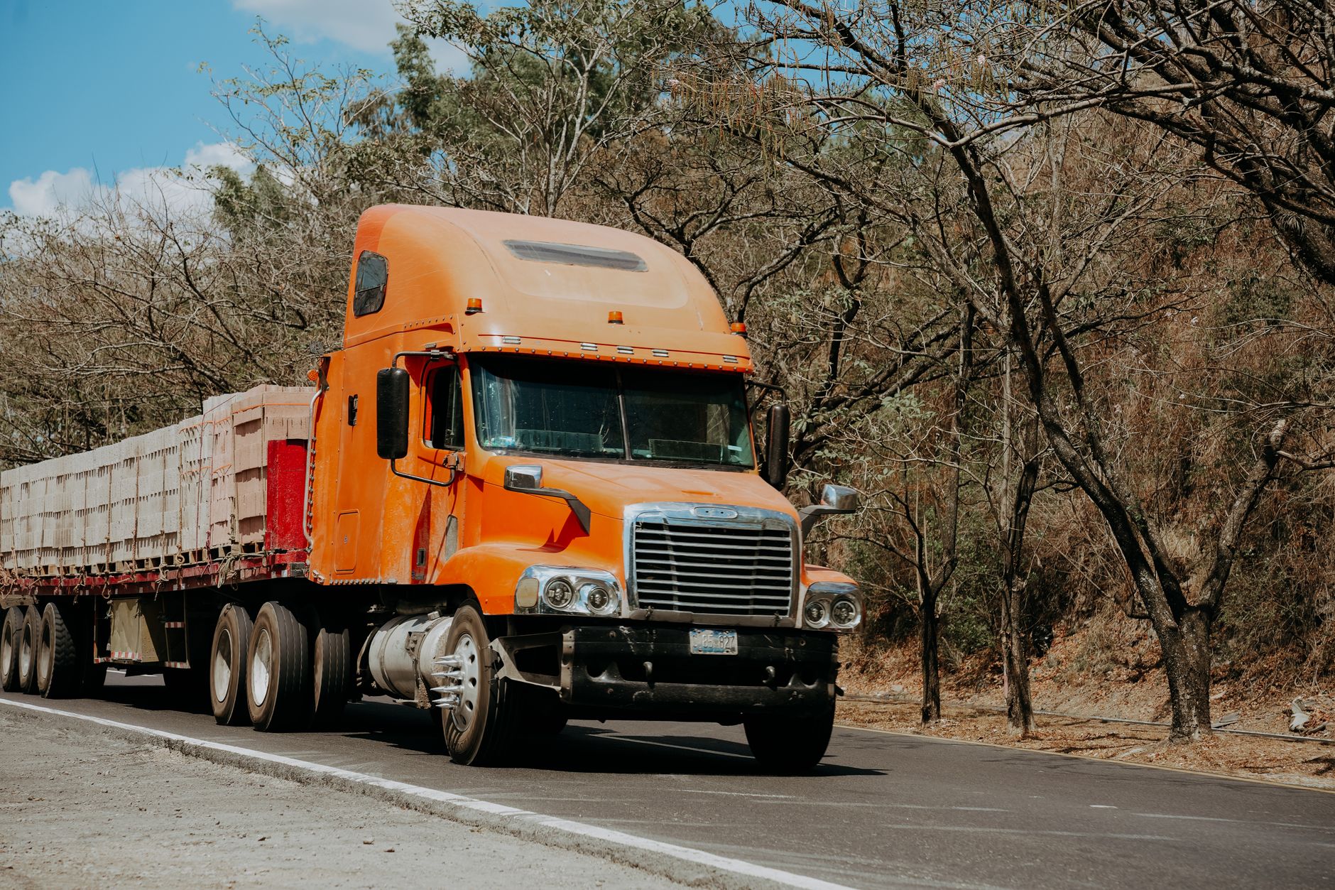 Diesel truck driving on a highway